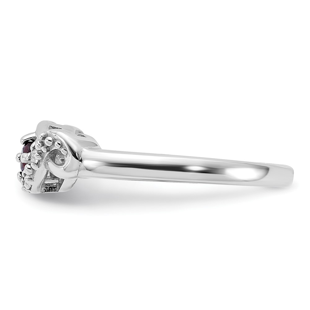Sterling Silver Rhodium-plated Garnet and CZ Swirl Ring (QR7438GA-6)