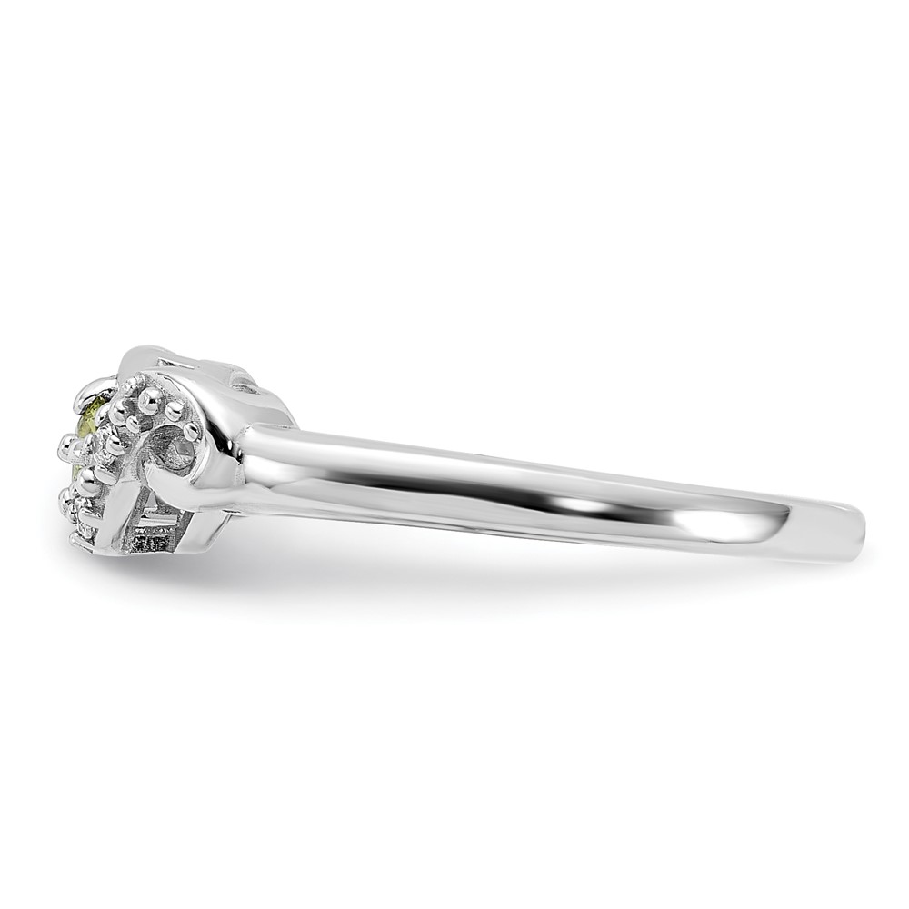 Sterling Silver Rhodium-plated Peridot and CZ Swirl Ring (QR7438PE-6)