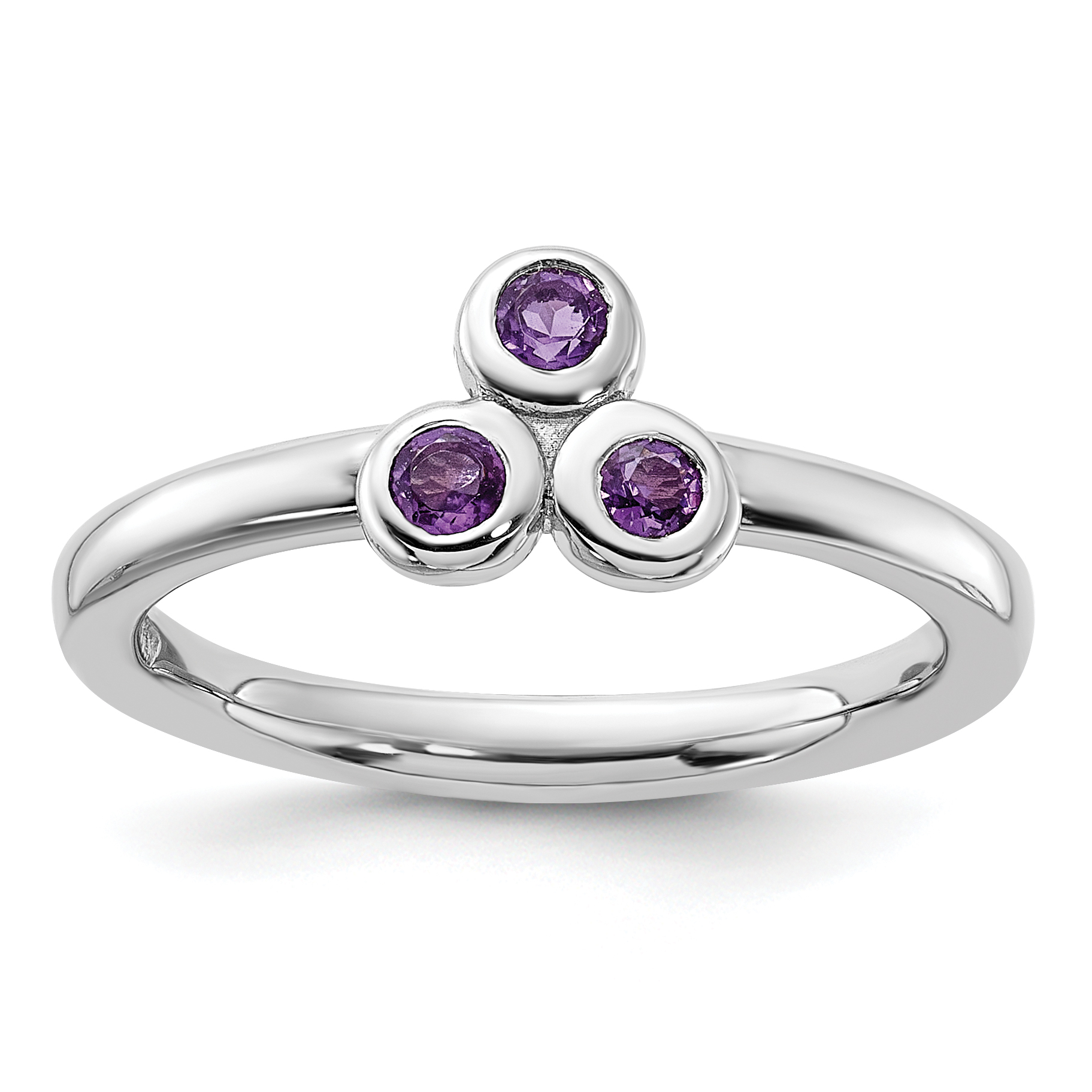 Sterling Silver Rhodium-plated Amethyst Ring (QR7439AM-6)