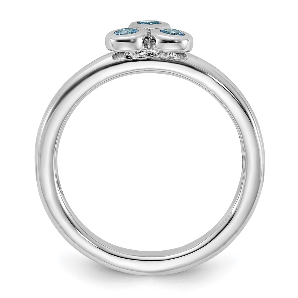 Sterling Silver Rhodium-plated Light Swiss Blue Topaz Ring (QR7439BT-6)