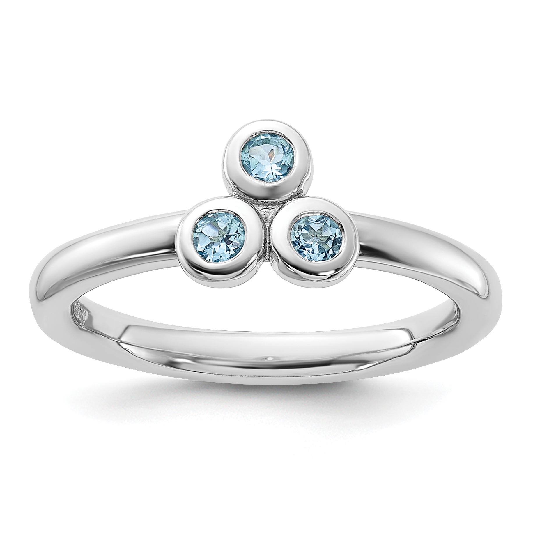 Sterling Silver Rhodium-plated Light Swiss Blue Topaz Ring (QR7439BT-6)