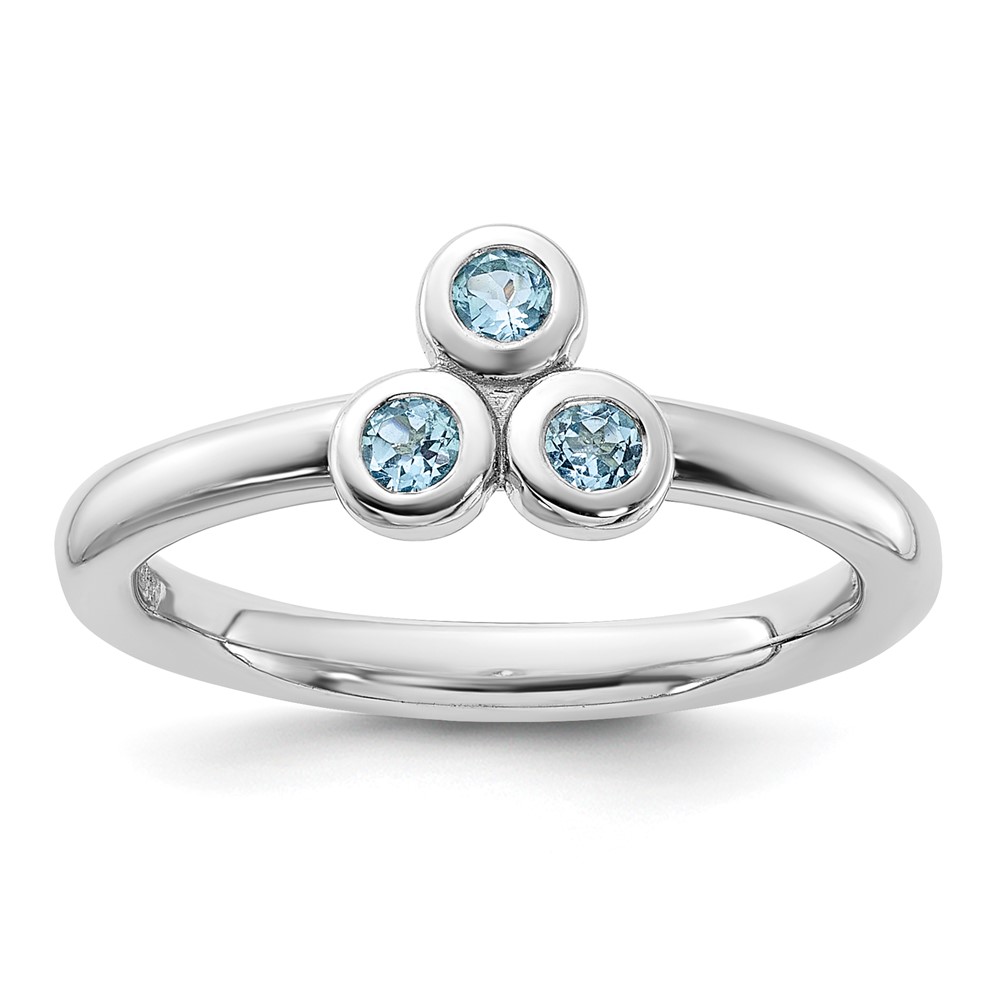 Sterling Silver Rhodium-plated Light Swiss Blue Topaz Ring (QR7439BT-6)
