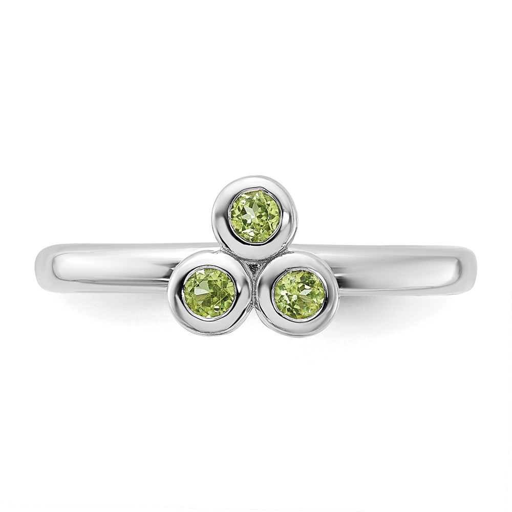 Sterling Silver Rhodium-plated Peridot Ring (QR7439PE-6)