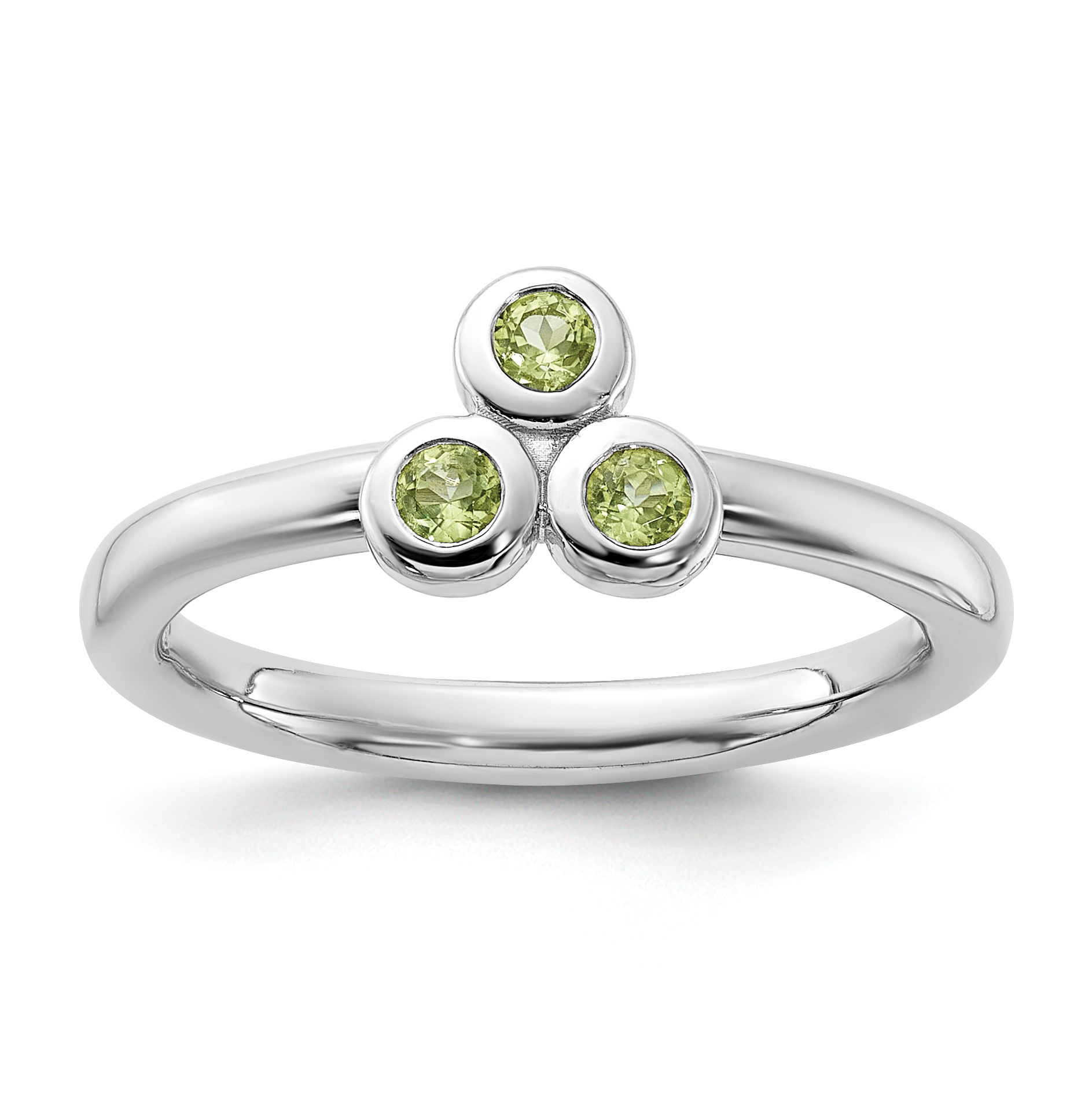 Sterling Silver Rhodium-plated Peridot Ring (QR7439PE-6)