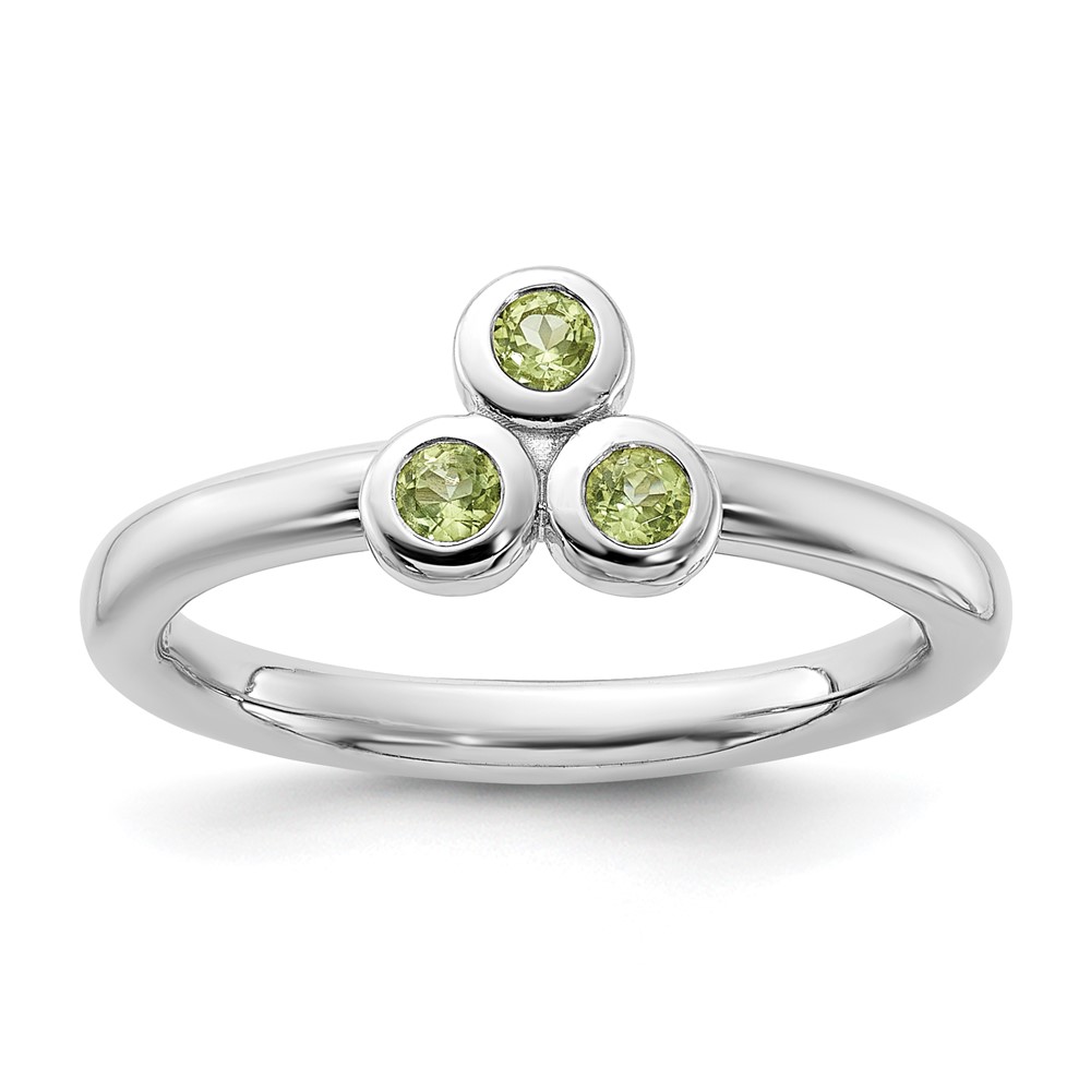 Sterling Silver Rhodium-plated Peridot Ring (QR7439PE-6)