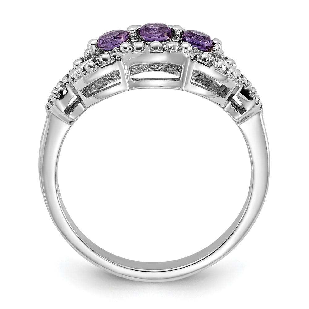 Sterling Silver Rhodium-plated Amethyst Ring (QR7440AM-6)