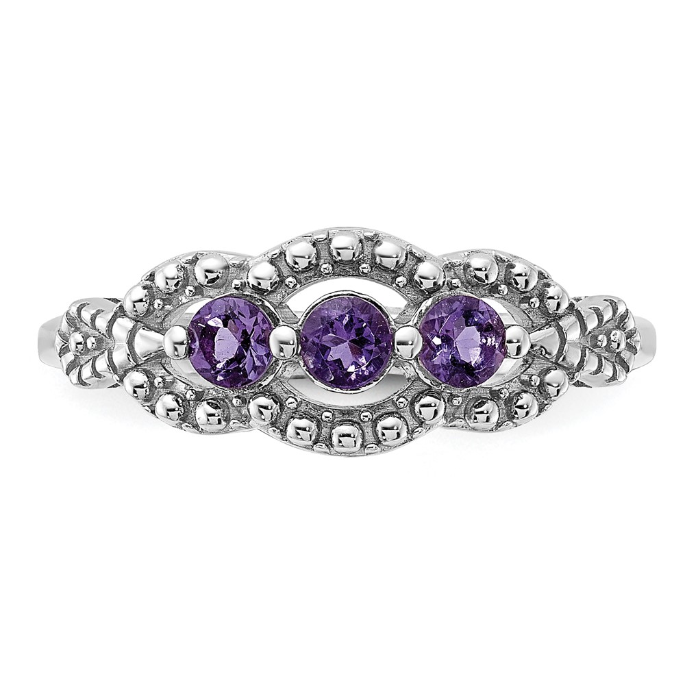 Sterling Silver Rhodium-plated Amethyst Ring (QR7440AM-6)