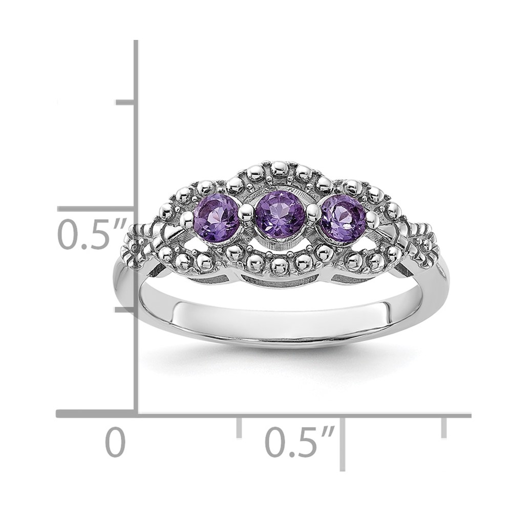 Sterling Silver Rhodium-plated Amethyst Ring (QR7440AM-6)