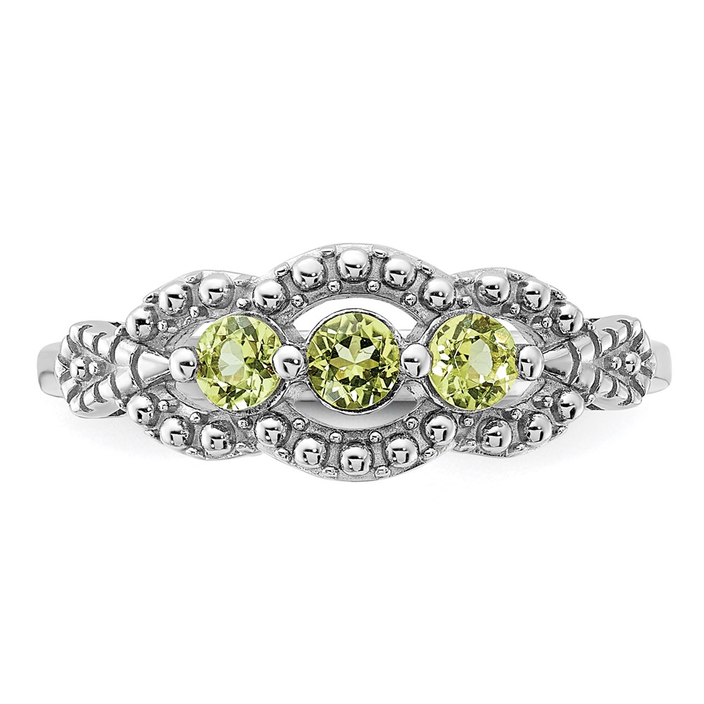 Sterling Silver Rhodium-plated Peridot Ring (QR7440PE-6)