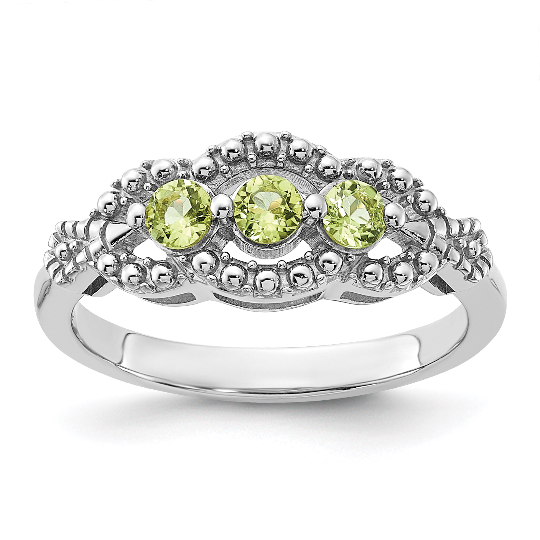 Sterling Silver Rhodium-plated Peridot Ring (QR7440PE-6)