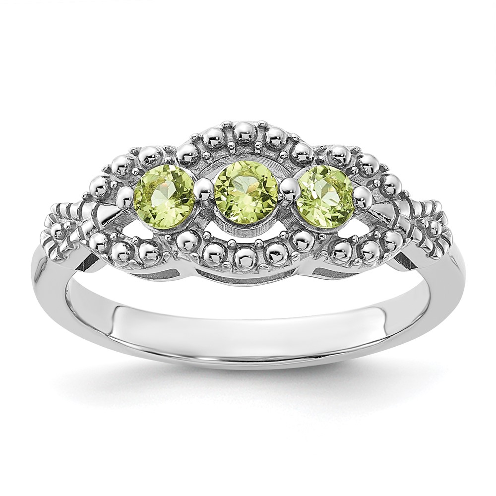 Sterling Silver Rhodium-plated Peridot Ring (QR7440PE-6)
