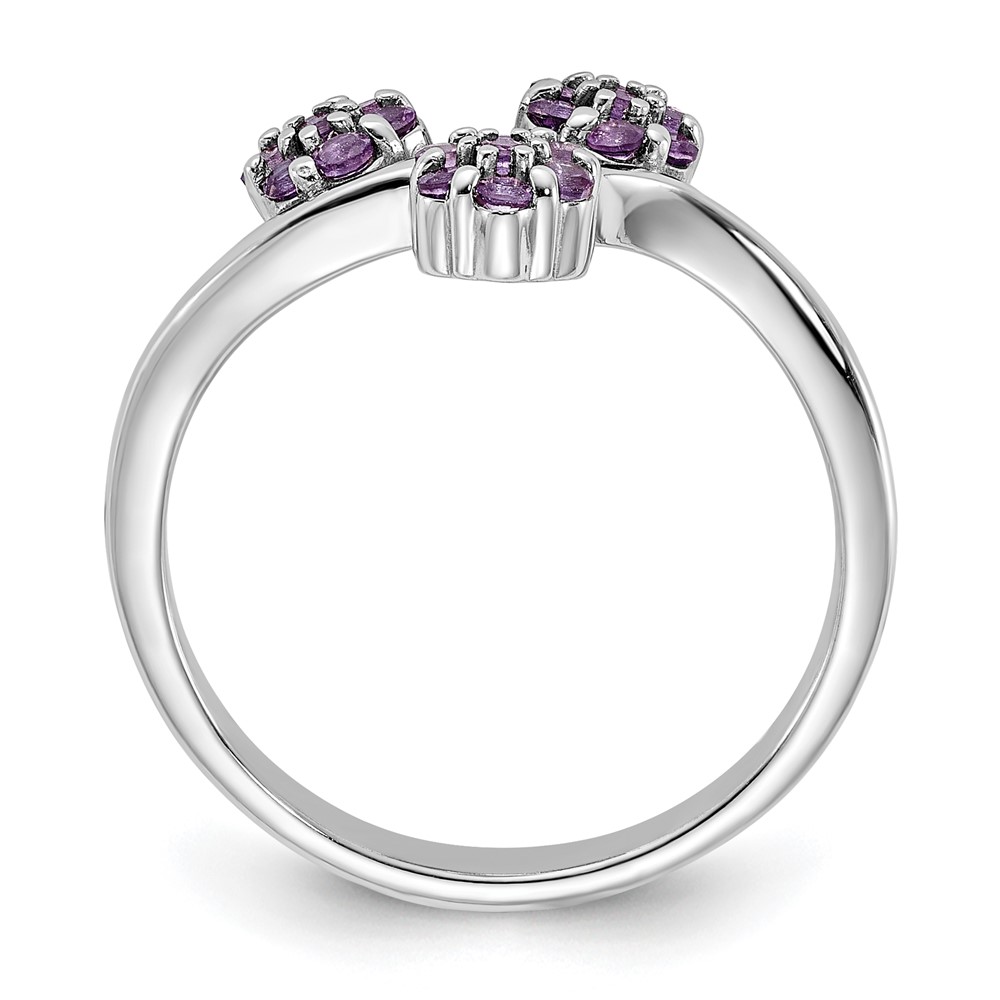Sterling Silver Rhodium-plated Amethyst Flowers Ring (QR7441AM-7)