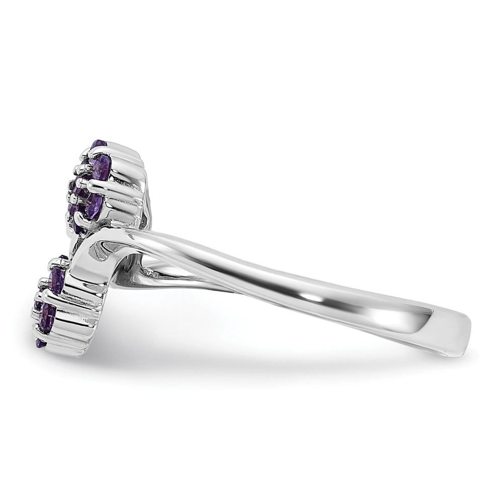 Sterling Silver Rhodium-plated Amethyst Flowers Ring (QR7441AM-7)