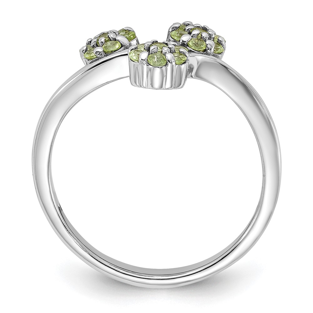 Sterling Silver Rhodium-plated Peridot Flowers Ring (QR7441PE-8)