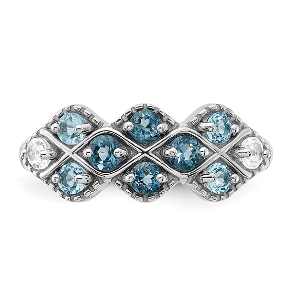 Sterling Silver Rhodium-plated Gemstone & White Topaz Rings