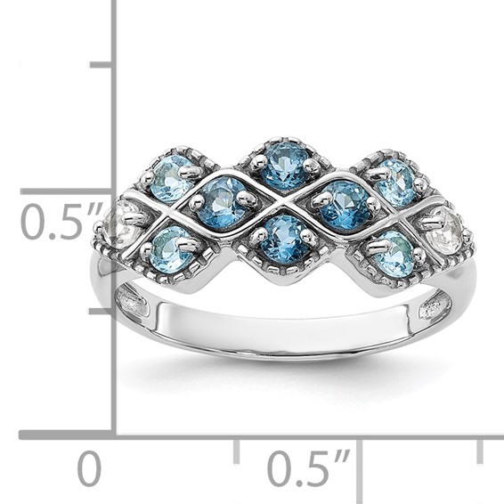 Sterling Silver Rhodium-plated Gemstone & White Topaz Rings