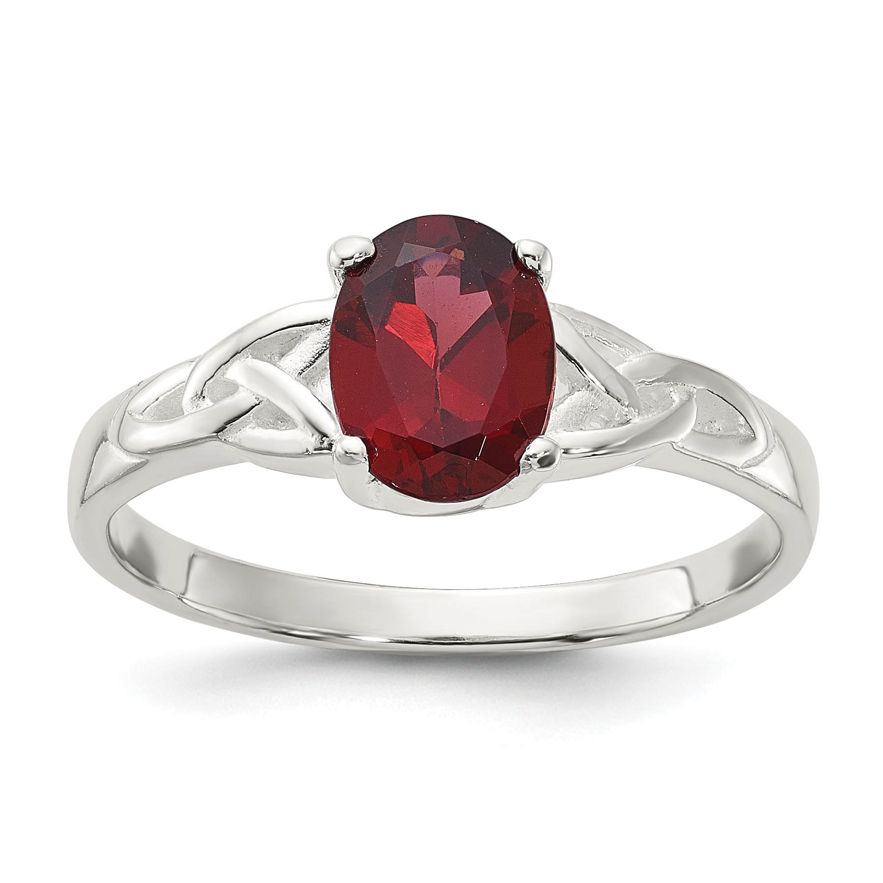 Sterling Silver Polished Garnet Ring (QR7448GA-6)