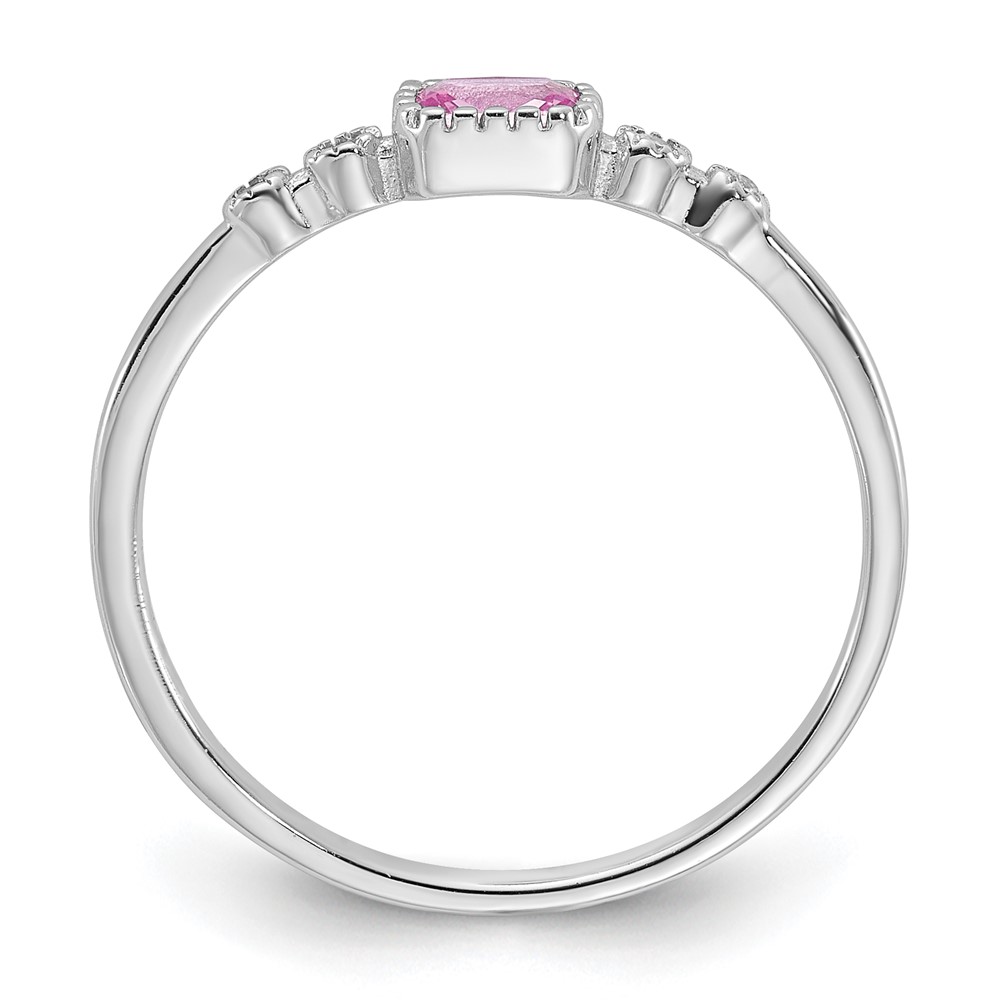 SS Rhodium-plated .43Created Pink Sapphire and .02Cr. Sapphire Ring (QR7449-6)