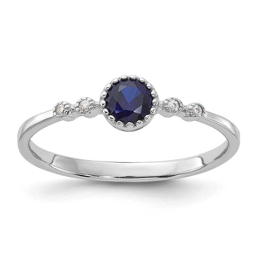 Sterling Silver Rhodium-plated .43CrBlue Spinel .02Cr WSA Ring (QR7453-6)