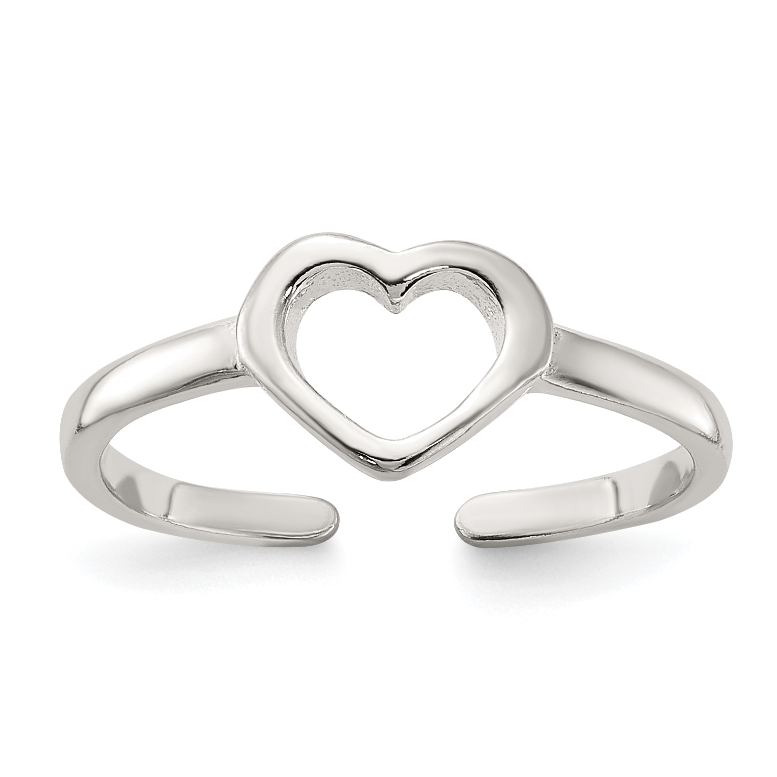 Sterling Silver Polished Heart Toe Ring (QR7456)