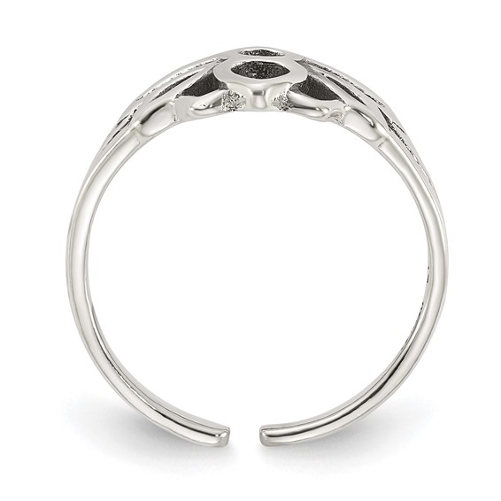 Sterling Silver Antiqued Lotus Flower Toe Ring