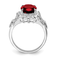 Sterling Silver Rhodium-plated Garnet & CZ Ring view 2