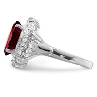 Sterling Silver Rhodium-plated Garnet & CZ Ring view 4