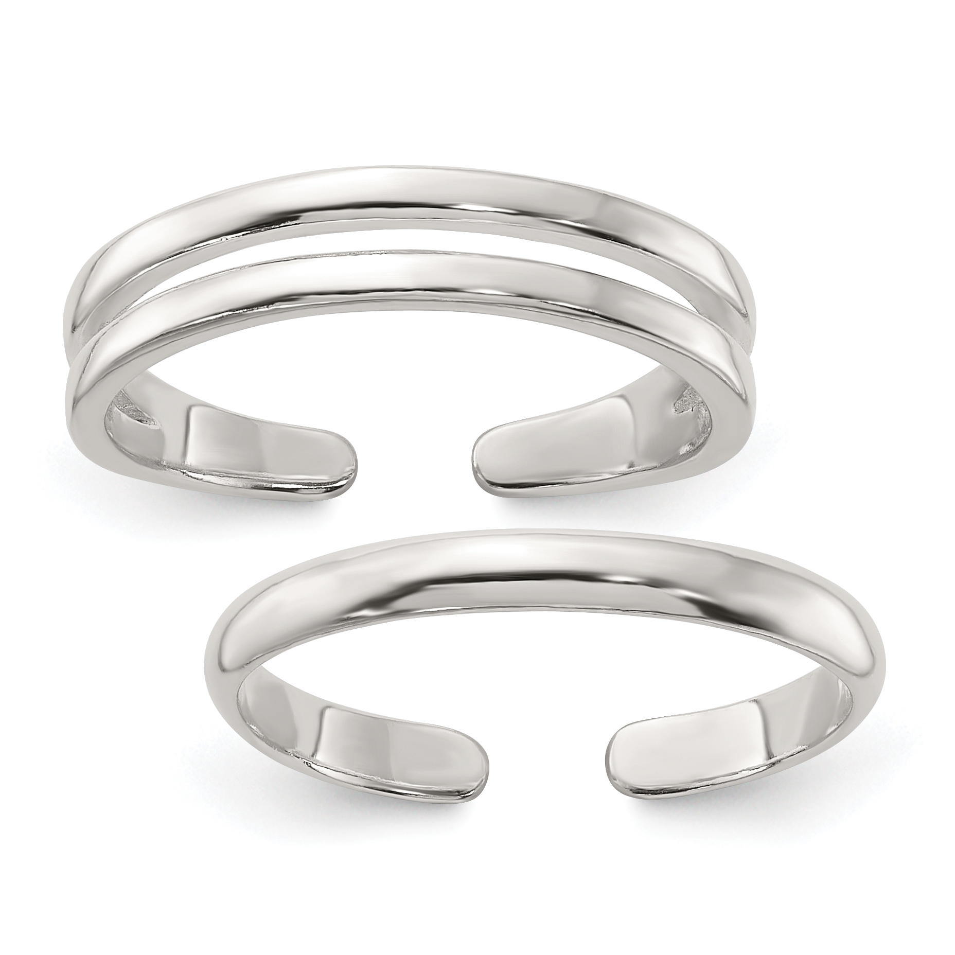 Sterling Silver Polished Set of 2 Toe Rings (QR7460SET)