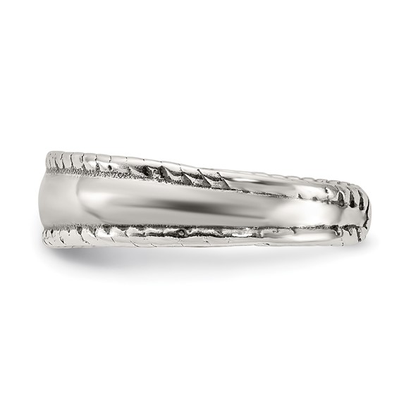 Sterling Silver Polished and Antiqued Set of 2 Toe Rings