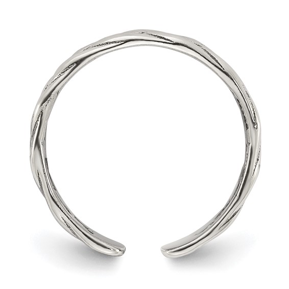 Sterling Silver Polished and Antiqued Set of 2 Toe Rings