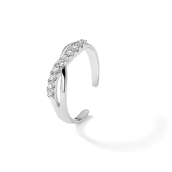 Sterling Silver Rhodium-plated CZ Toe Ring