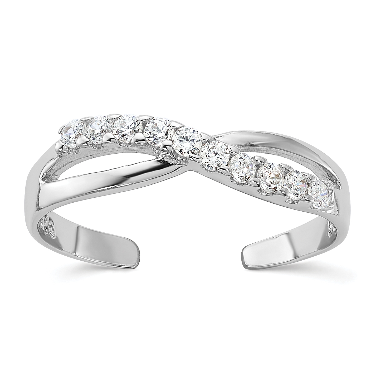 Sterling Silver Rhodium-plated CZ Toe Ring (QR7464)