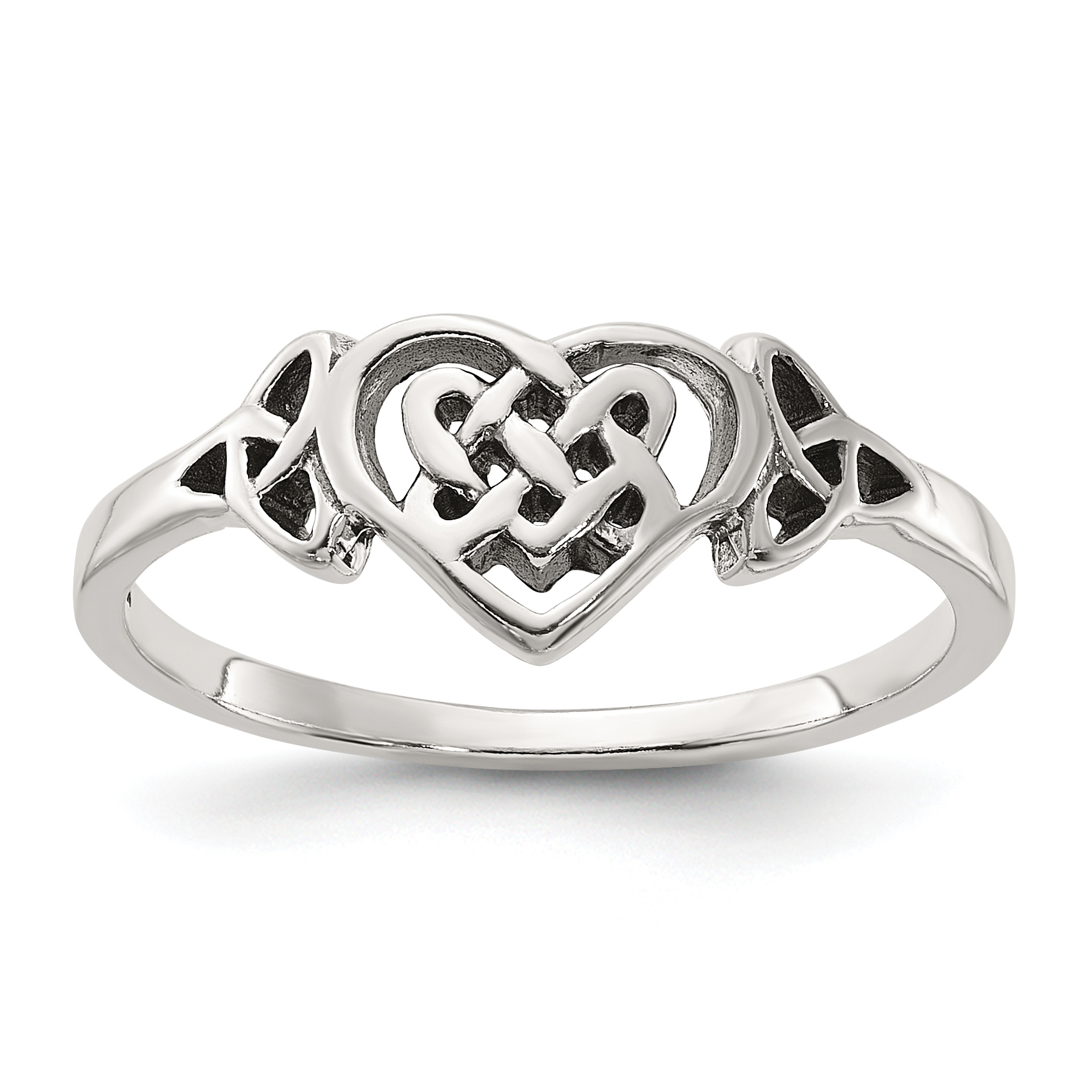 Sterling Silver Antiqued Heart with Celtic Knot Ring (QR7472-6)