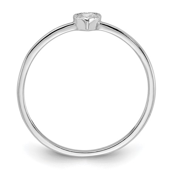Sterling Silver Rhodium-plated CZ Heart Ring