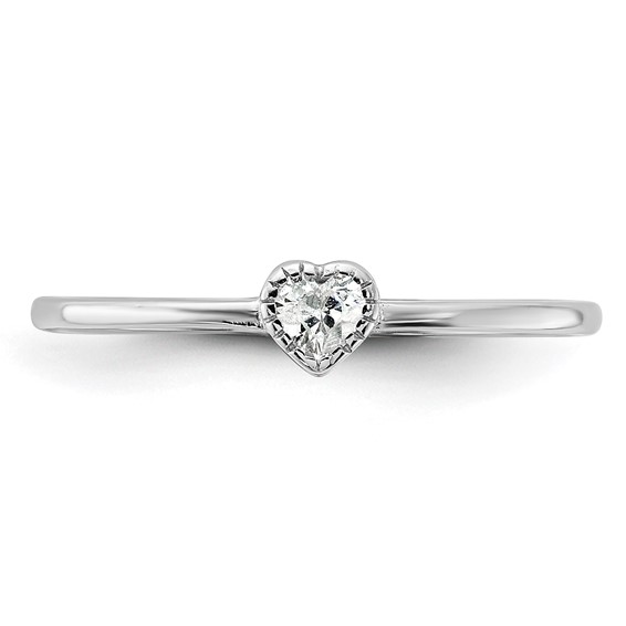 Sterling Silver Rhodium-plated CZ Heart Ring