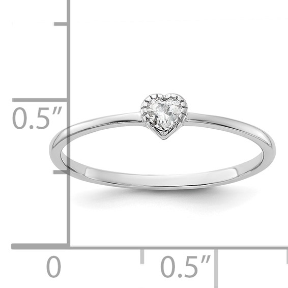 Sterling Silver Rhodium-plated CZ Heart Ring