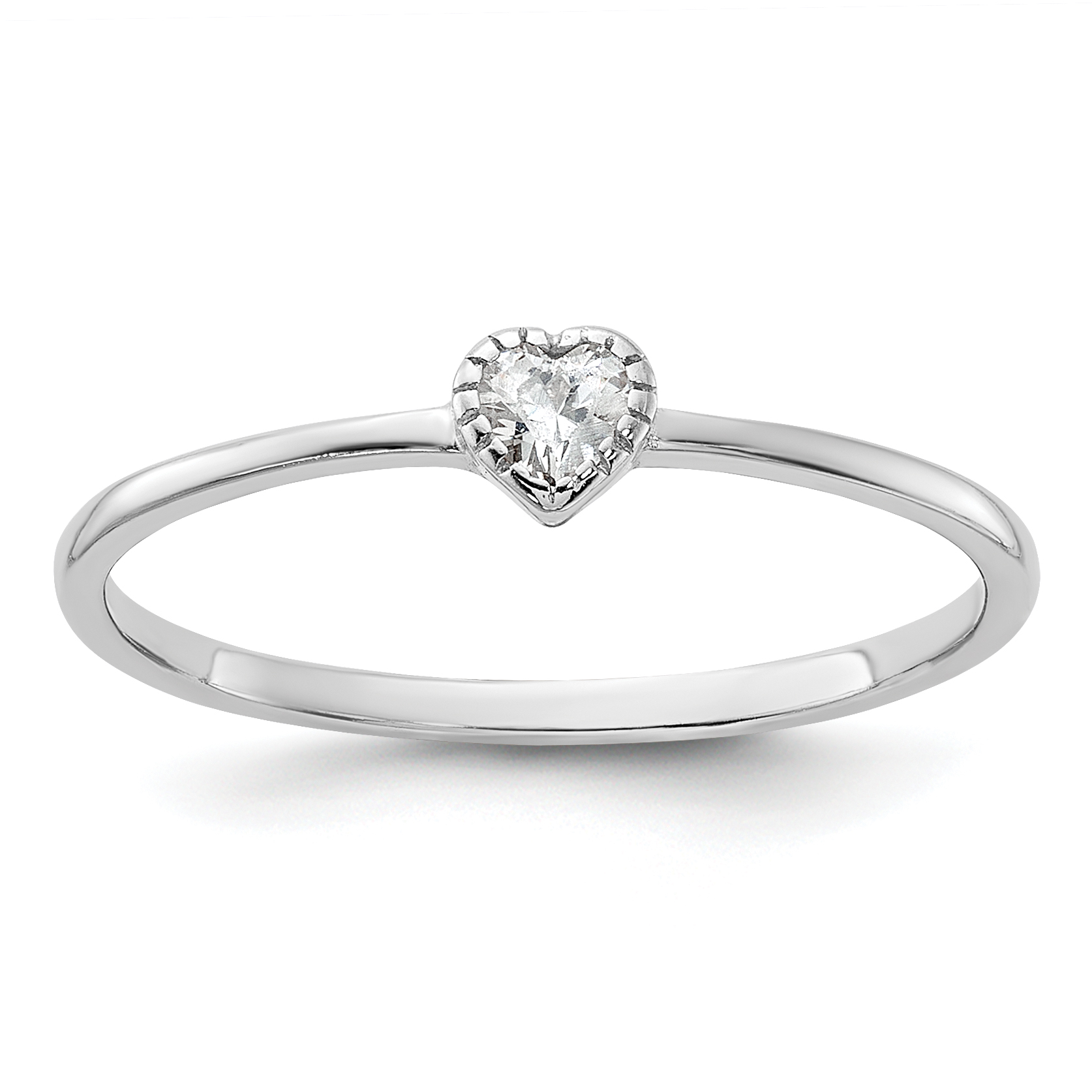 Sterling Silver Rhodium-plated CZ Heart Ring (QR7474-6)