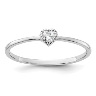 Sterling Silver Rhodium-plated CZ Heart Ring