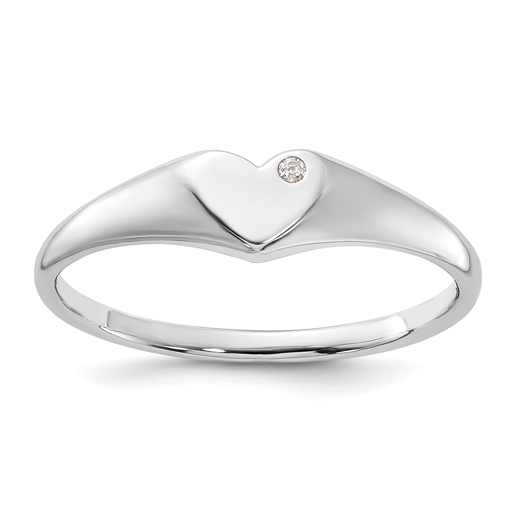 Sterling Silver Rhodium-plated CZ Heart Signet Ring (QR7475-6)