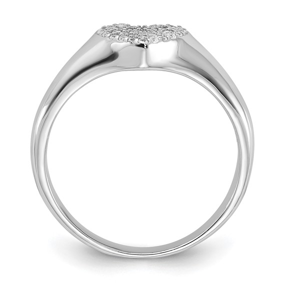 Sterling Silver Rhodium-plated Micro Pave CZ Heart Ring