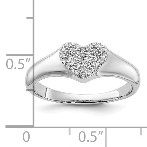 Sterling Silver Rhodium-plated Micro Pave CZ Heart Ring