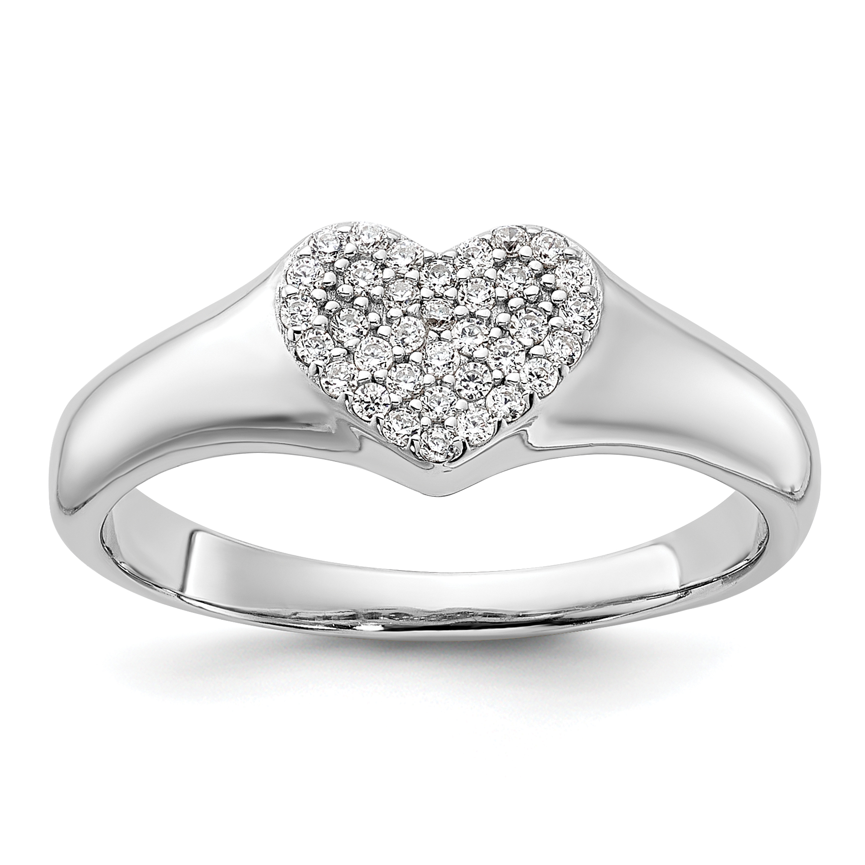 Sterling Silver Rhodium-plated Micro Pave CZ Heart Ring (QR7476-6)