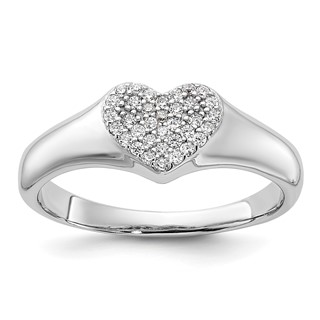 Sterling Silver Rhodium-plated Micro Pave CZ Heart Ring
