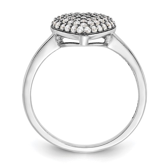 Sterling Silver Rhodium-plated Pave CZ Heart Ring