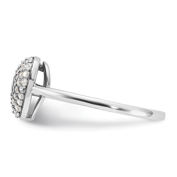Sterling Silver Rhodium-plated Pave CZ Heart Ring