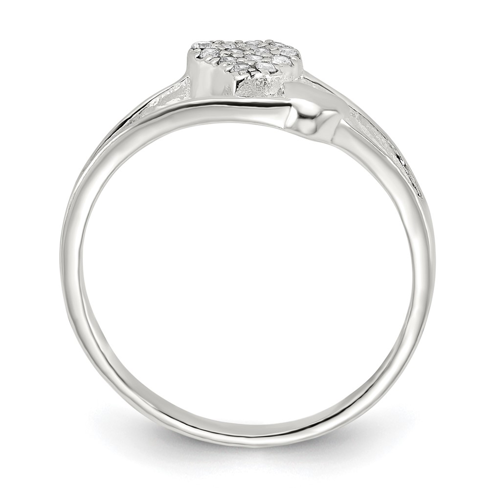 Sterling Silver Polished CZ Double Heart Ring (QR7478-6)