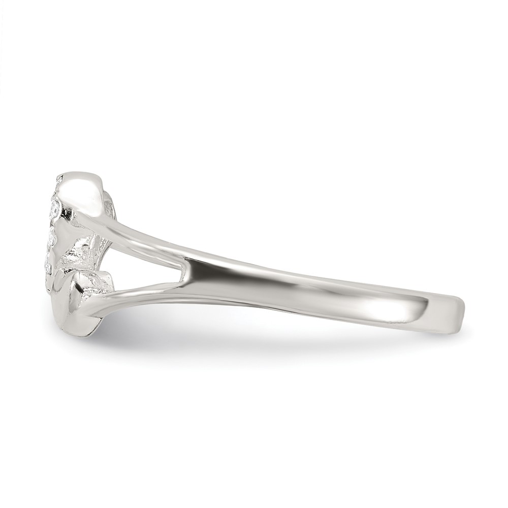 Sterling Silver Polished CZ Double Heart Ring (QR7478-6)