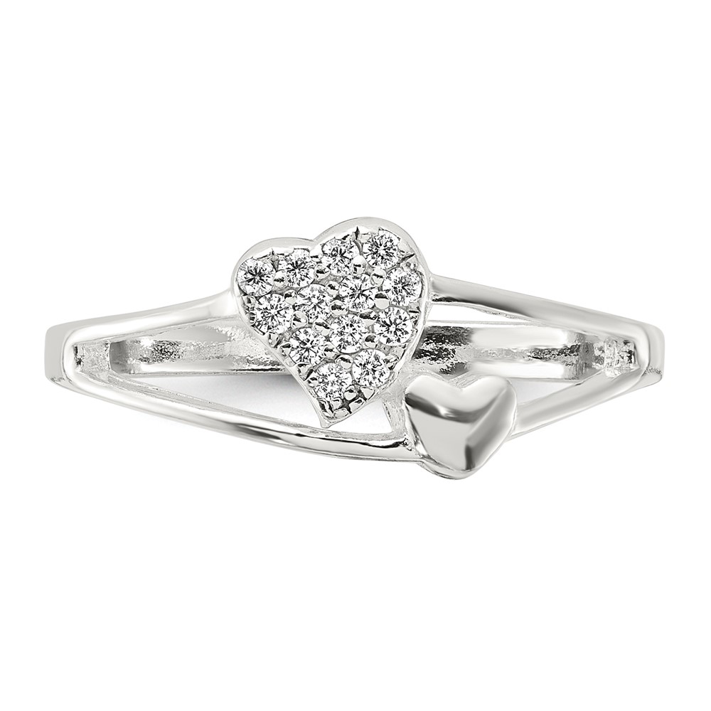 Sterling Silver Polished CZ Double Heart Ring (QR7478-6)