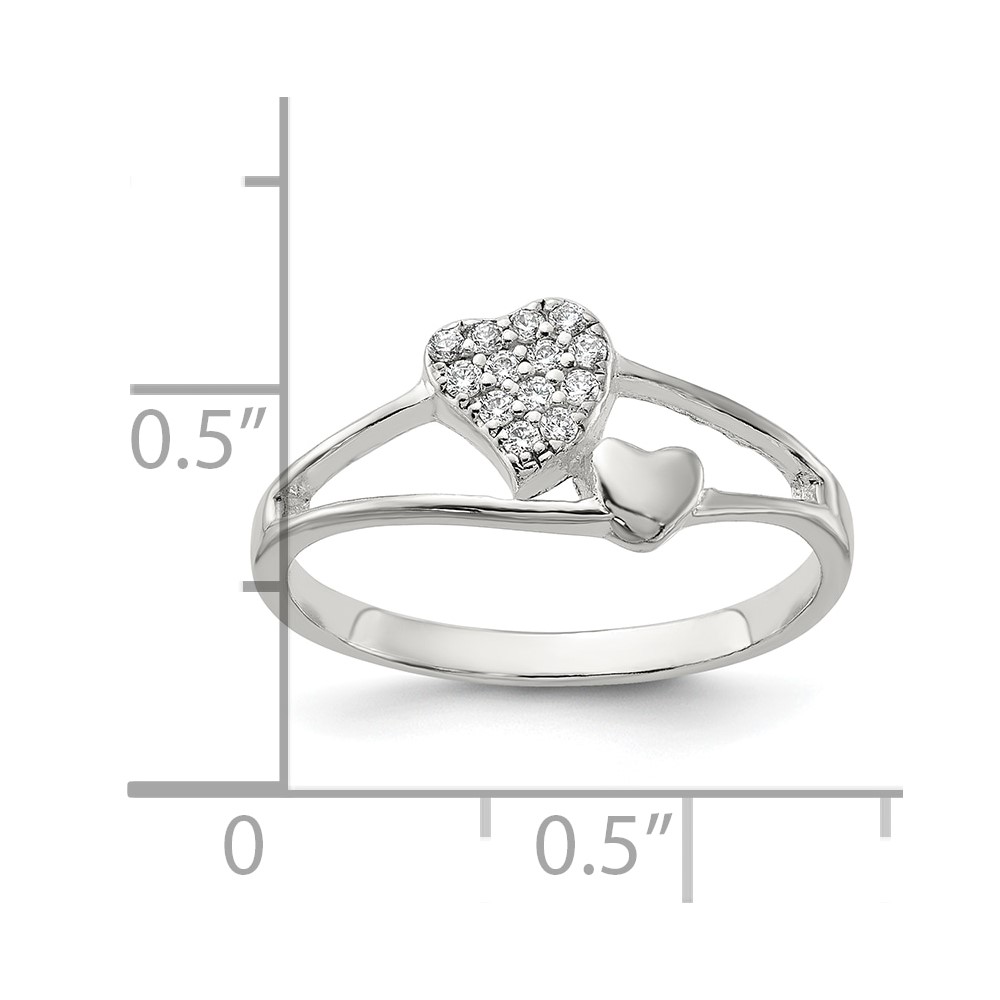 Sterling Silver Polished CZ Double Heart Ring (QR7478-6)