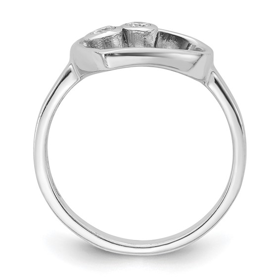Sterling Silver Rhodium-plated CZ Open Heart Ring